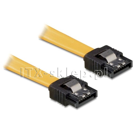 Kabel SATA prosty krótkie wtyczki 20 cm zatrzask Delock 82476