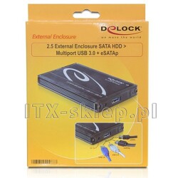 Obudowa zewnętrzna do dysku 2,5" Multiport USB 3.0 + eSATAp 9,5mm Delock 42488