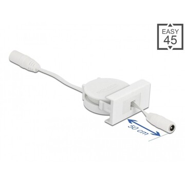 Moduł Easy45 kabel zasilania zwijany DC 5,5 x 2,1 mm żeński / żeński biały Delock 81376