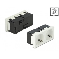 Moduł Easy45 uziemione gniazdo 2-drożne zasilania z ustawieniem 45° 45 x 45 mm Delock 81423