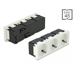 Moduł Easy45 uziemione gniazdo potrójne zasilania z ustawieniem 45° 45 x 45 mm Delock 81424