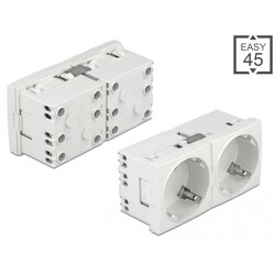 Moduł Easy45 uziemione gniazdo zasilania rozszerzalne do podwójnego, z ustawieniem 45° 45 x 45 mm Delock 81426