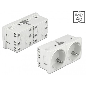 Moduł Easy45 uziemione gniazdo zasilania rozszerzalne do podwójnego, z ustawieniem 45° 45 x 45 mm Delock 81426