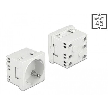 Moduł Easy45 uziemione gniazdo zasilania rozszerzalne, z ustawieniem 45° 45 x 45 mm Delock 81425