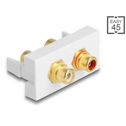 Moduł Easy45 2 x złącze żeńskie RCA, pierścień czarny / biały, 22,5 x 45 mm Delock 81396