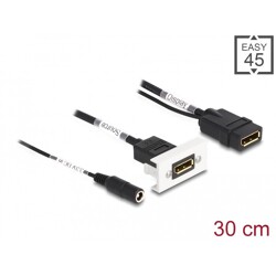 Moduł Easy45 DisplayPort 4K 60 Hz z zasilaniem DC 2,1 x 5,5 mm i krótkim kablem, 22,5 x 45 mm Delock 81385