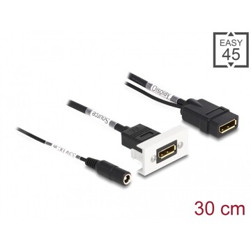 Moduł Easy45 DisplayPort 4K 60 Hz z zasilaniem DC 2,1 x 5,5 mm i krótkim kablem, 22,5 x 45 mm Delock 81385