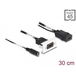 Moduł Easy45 HDMI 4K 60 Hz z zasilaniem DC 2,1 x 5,5 mm i krótkim kablem, 22,5 x 45 mm Delock 81384