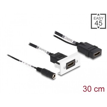 Moduł Easy45 HDMI 4K 60 Hz z zasilaniem DC 2,1 x 5,5 mm i krótkim kablem, 22,5 x 45 mm Delock 81384