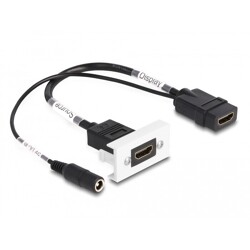 Moduł Easy45 HDMI 4K 60 Hz z zasilaniem DC 2,1 x 5,5 mm i krótkim kablem, 22,5 x 45 mm Delock 81384