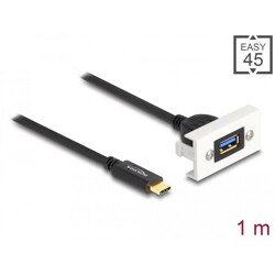 Moduł Easy45 USB SuperSpeed 10 Gbps (USB 3.2 Gen 2) USB Typu-A żeńskie na USB Type-C™ męskie z krótkim kablem, 22,5 x 45 mm Delo