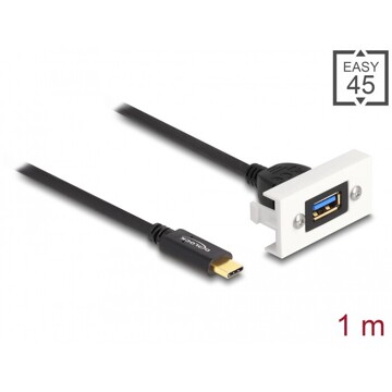 Moduł Easy45 USB SuperSpeed 10 Gbps (USB 3.2 Gen 2) USB Typu-A żeńskie na USB Type-C™ męskie z krótkim kablem, 22,5 x 45 mm Delo