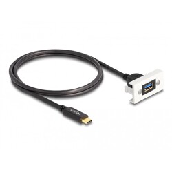 Moduł Easy45 USB SuperSpeed 10 Gbps (USB 3.2 Gen 2) USB Typu-A żeńskie na USB Type-C™ męskie z krótkim kablem, 22,5 x 45 mm Delo