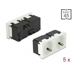 Easy45 uziemione gniazdo 2-drożne zasilania z ustawieniem 45° 45 x 45 mm 5 sztuk Delock 81322