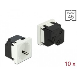 Easy45 uziemione gniazdo zasilania do podwójnego 45 x 45 mm 10 sztuk Delock 81321