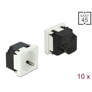 Easy45 uziemione gniazdo zasilania do podwójnego 45 x 45 mm 10 sztuk Delock 81321