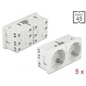 Easy45 uziemione gniazdo zasilania rozszerzalne do podwójnego, z ustawieniem 45° 45 x 45 mm 5 sztuk Delock 81325