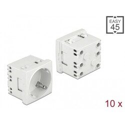 Easy45 uziemione gniazdo zasilania rozszerzalne, z ustawieniem 45° 45 x 45 mm 10 sztuk Delock 81324
