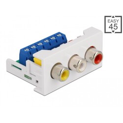 Moduł 3 x RCA Easy45 port żeński 22,5 x 45 mm Delock 81339