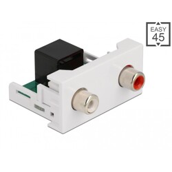 Moduł Easy45 2 x RCA żeński do port żeński RJ45 22,5 x 45 mm Delock 81341