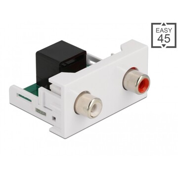 Moduł Easy45 2 x RCA żeński do port żeński RJ45 22,5 x 45 mm Delock 81341
