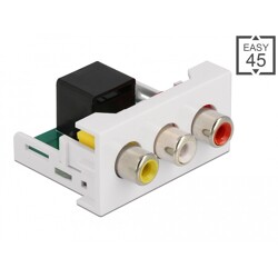 Moduł Easy45 3 x RCA żeński do port żeński RJ45 22,5 x 45 mm Delock 81342