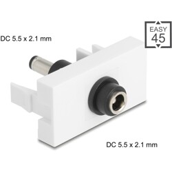 Moduł Easy45 DC 5,5 x 2,1 mm gniazdo do DC 5,5 x 2,1 mm wtyk białe Delock 90862
