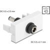 Moduł Easy45 DC 5,5 x 2,1 mm gniazdo do DC 5,5 x 2,5 mm wtyk białe Delock 90863
