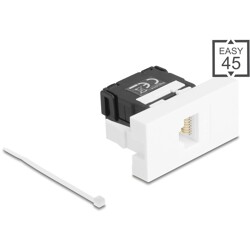 Moduł Easy45 RJ45 gniazdo do LSA Cat.6A 180° bez użycia narzędzi czarne / białe Delock 90879