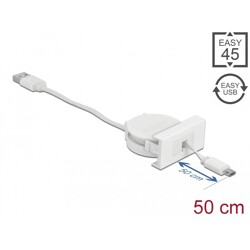 Moduł Easy45 USB 2.0, zwijany kabel USB Typ-A do EASY-USB Type Micro-B, biały Delock 81319