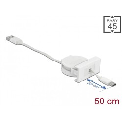 Moduł Easy45 USB 2.0, zwijany kabel USB Typ-A do USB Type-C™, biały Delock 81318