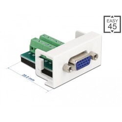 Moduł Easy45 VGA żeński do bloku zacisków 22,5 x 45 mm Delock 81346