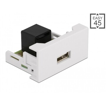 Moduł RCA Easy45 USB 2.0 Typ-A żeński do port żeński RJ45 22,5 x 45 mm Delock 81344