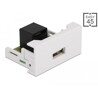 Moduł RCA Easy45 USB 2.0 Typ-A żeński do port żeński RJ45 22,5 x 45 mm Delock 81344
