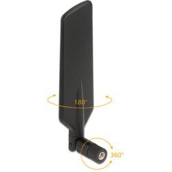 Antena RP-SMA męska LTE, Dwupasmowa WLAN ac/a/b/g/n 1 - 4 dBi ze złączem pochylania czarny Delock 12409
