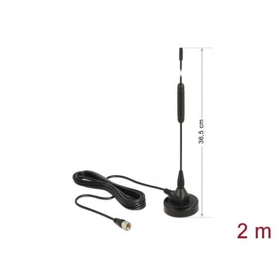 Antena DAB+ F męska 0 dBi wszechkierunkowa z magnetyczną podstawą stałą czarna Delock 12412