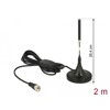 Antena DAB+ F męska 21 dBi aktywna, stała, wszechkierunkowa z magnetyczną podstawą RG-174 2 m czarna Delock 12413