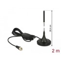 Antena DAB+ F męska 21 dBi aktywna, stała, wszechkierunkowa z magnetyczną podstawą RG-174 2 m czarna Delock 12413