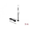 Antena SMA męska LTE 5 dBi nieruchoma dookólna z podstawą magnetyczną i przewodem RG-174 3 m czarna zewnętrzna Delock 12417