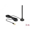 Antena SMA męska GSM / UMTS / LTE 2,5 dBi nieruchoma dookólna z podstawą magnetyczną i przewodem RG-174 3 m czarna zewnętrzna De