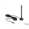 Antena SMA męska GSM / UMTS / LTE 2,5 dBi nieruchoma dookólna z podstawą magnetyczną i przewodem RG-174 3 m czarna zewnętrzna De
