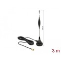 Antena SMA męska GSM 5 dBi nieruchoma dookólna z podstawą magnetyczną i przewodem RG-174 3 m czarna zewnętrzna Delock 12422