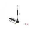 Antena SMA męska GSM 3,5 dBi nieruchoma dookólna z podstawą magnetyczną i przewodem RG-174 3 m czarna zewnętrzna Delock 12423