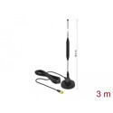 Antena SMA męska GSM 3,5 dBi nieruchoma dookólna z podstawą magnetyczną i przewodem RG-174 3 m czarna zewnętrzna Delock 12423