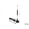 Antena SMA męska GSM 3,5 dBi nieruchoma dookólna z podstawą magnetyczną i przewodem RG-174 3 m czarna zewnętrzna Delock 12423