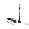 Antena SMA męska LTE 5 dBi 33,7 cm nieruchoma dookólna z podstawą magnetyczną i przewodem RG-58 3 m czarna zewnętrzna Delock 124