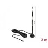 Antena SMA męska LTE 5 dBi 33,7 cm nieruchoma dookólna z podstawą magnetyczną i przewodem RG-58 3 m czarna zewnętrzna Delock 124