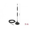 Antena SMA męska LTE 7 dBi nieruchoma dookólna z podstawą magnetyczną i przewodem RG-58 3 m czarna zewnętrzna Delock 12428