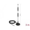 Antena SMA męska LTE 7 dBi nieruchoma dookólna z podstawą magnetyczną i przewodem RG-58 3 m czarna zewnętrzna Delock 12428
