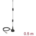 Antena LTE męska TS-9 90° 2 - 3 dBi nieruchoma dookólna z podstawą magnetyczną i przewodem RG-174 50 cm czarna zewnętrzna Delock